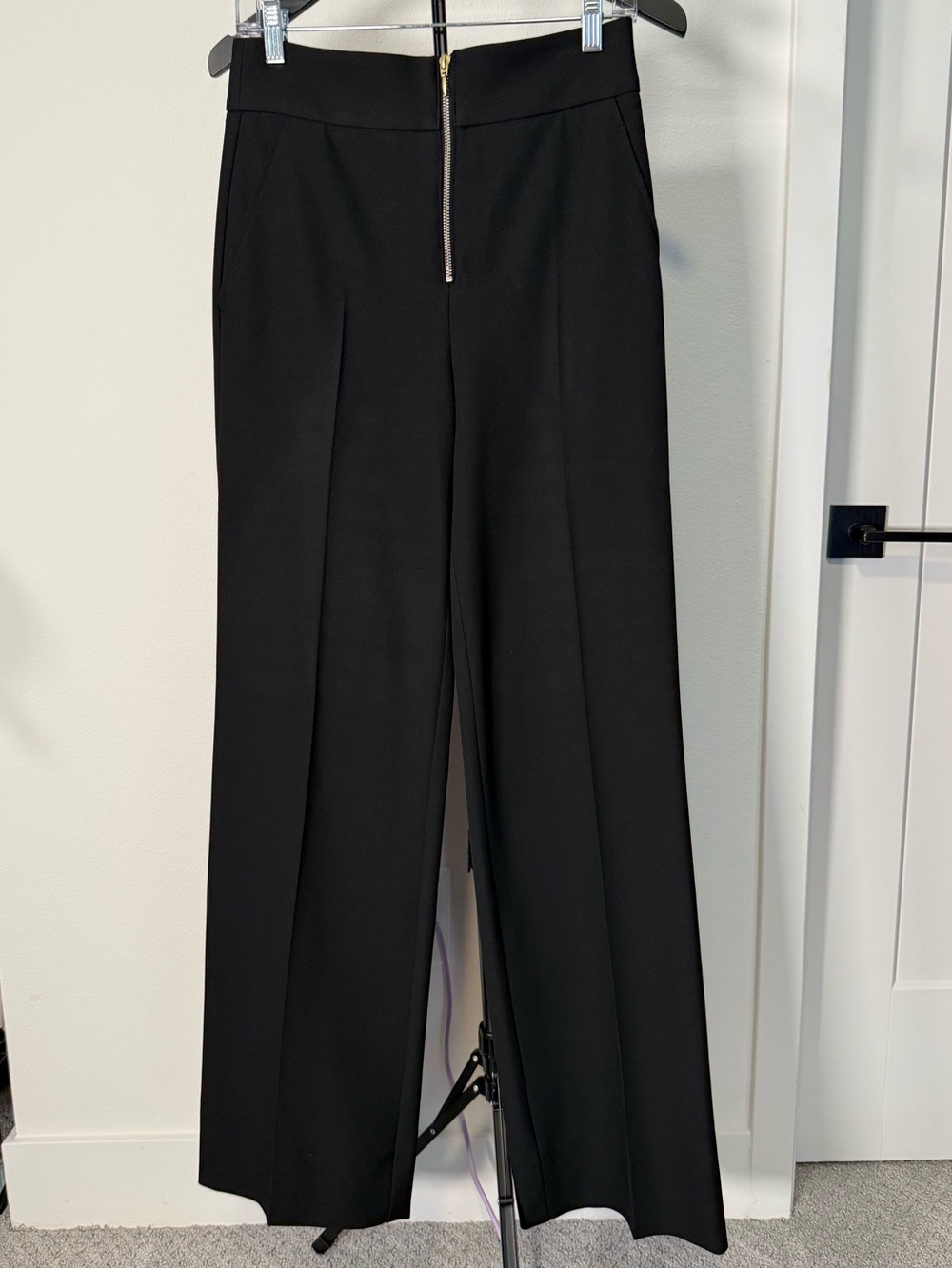 Frame Denim Black High-Rise Wide-Leg Trousers